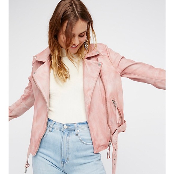 Free People Jackets & Blazers - ⭐️🆕 [Free People] Pink Moto💯%Genuine LambLeather